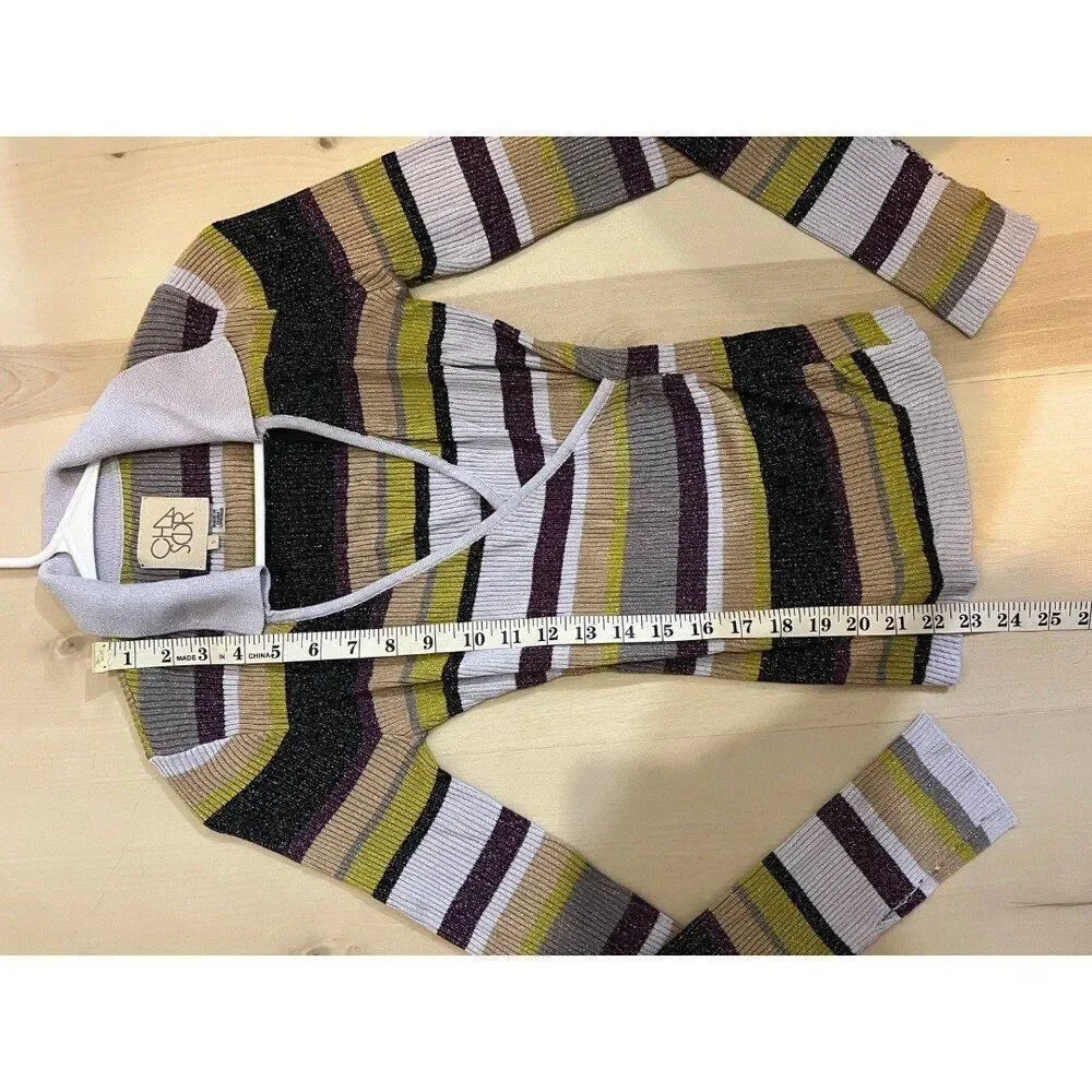 NEW Chaser Striped Flare Sleeve Top Winter Feminine Preppy Gossip Girl Chic - Picture 12 of 12